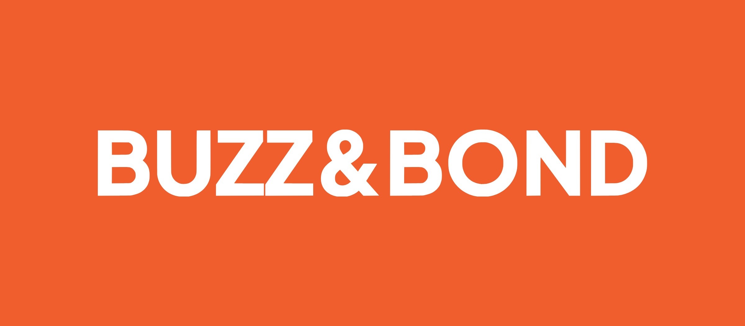Buzz & Bond wordmark in white on Buzz Orange