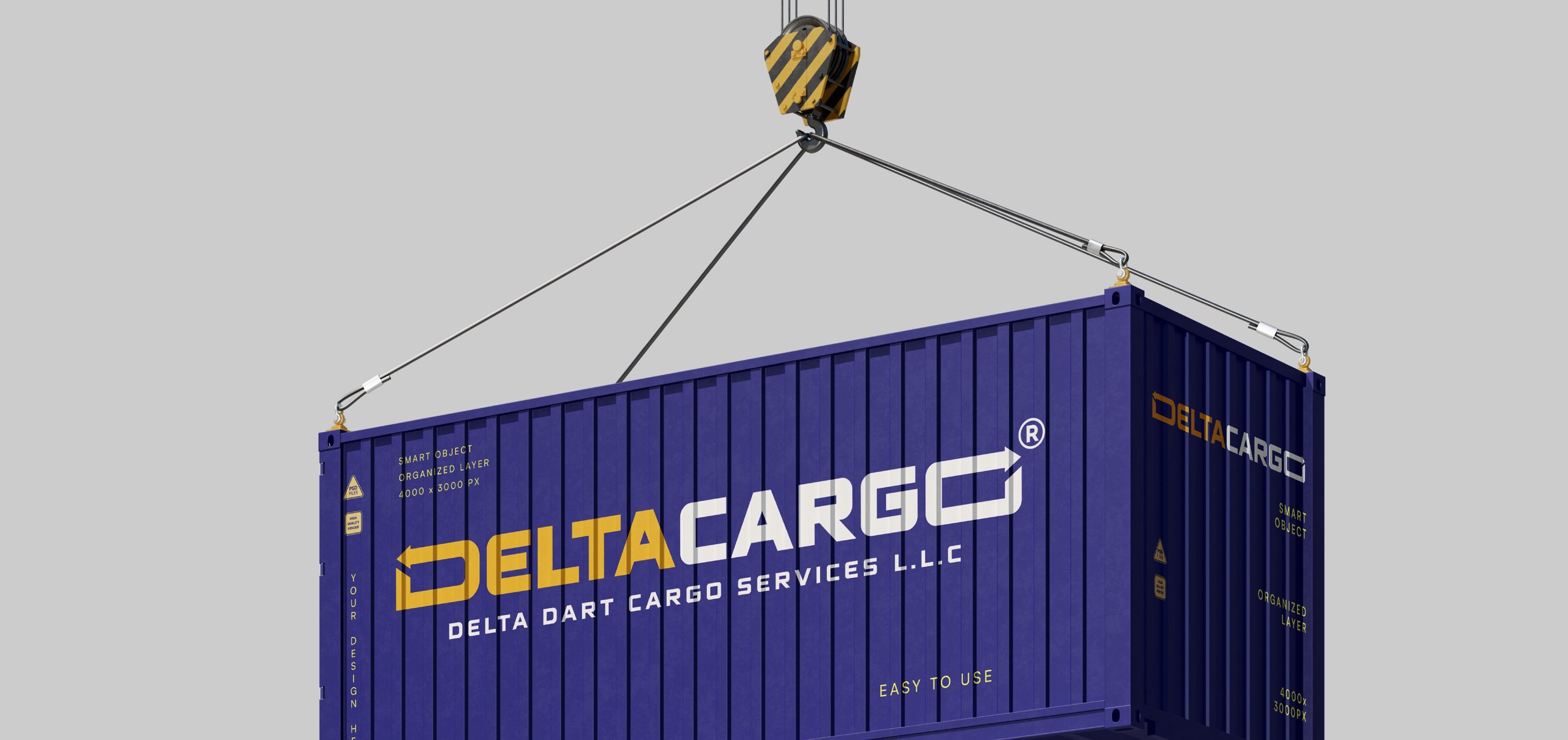 Delta Cargo branded shipping container mockup
