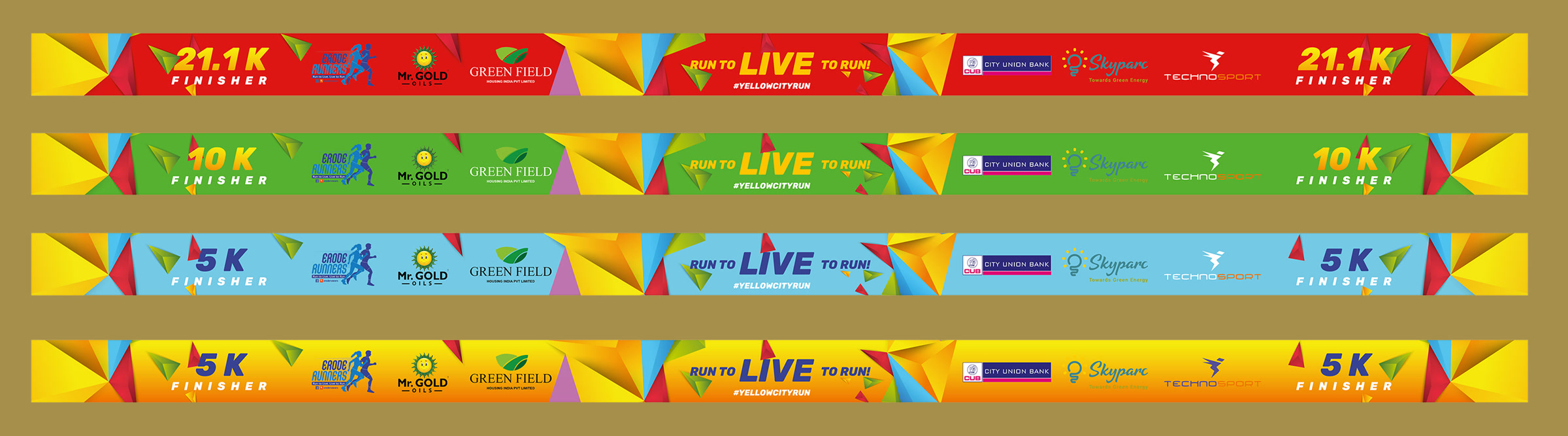 Erode Marathon finisher lanyards for the 5K, 10K and 21.1K categories
