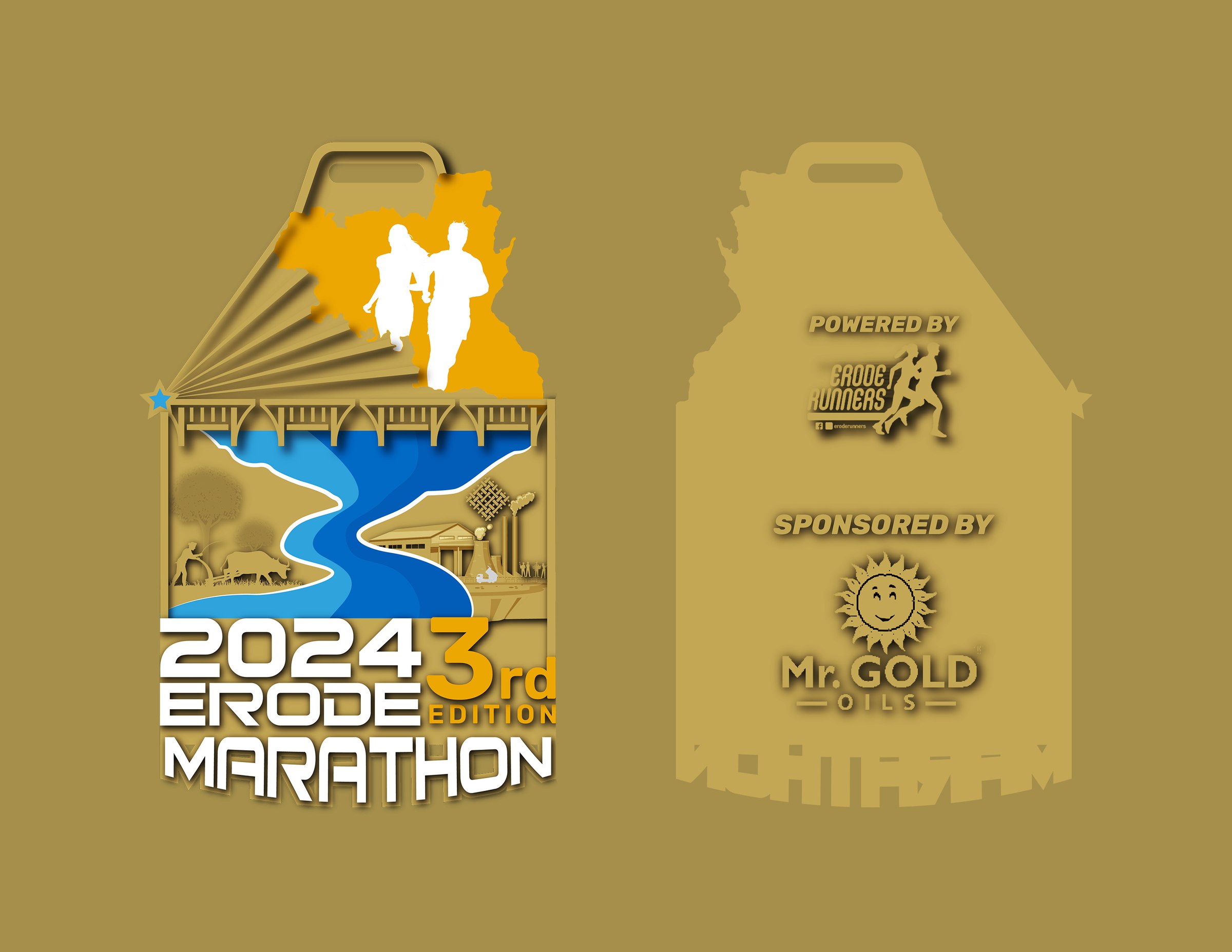 Erode Marathon medal front and back design artwork