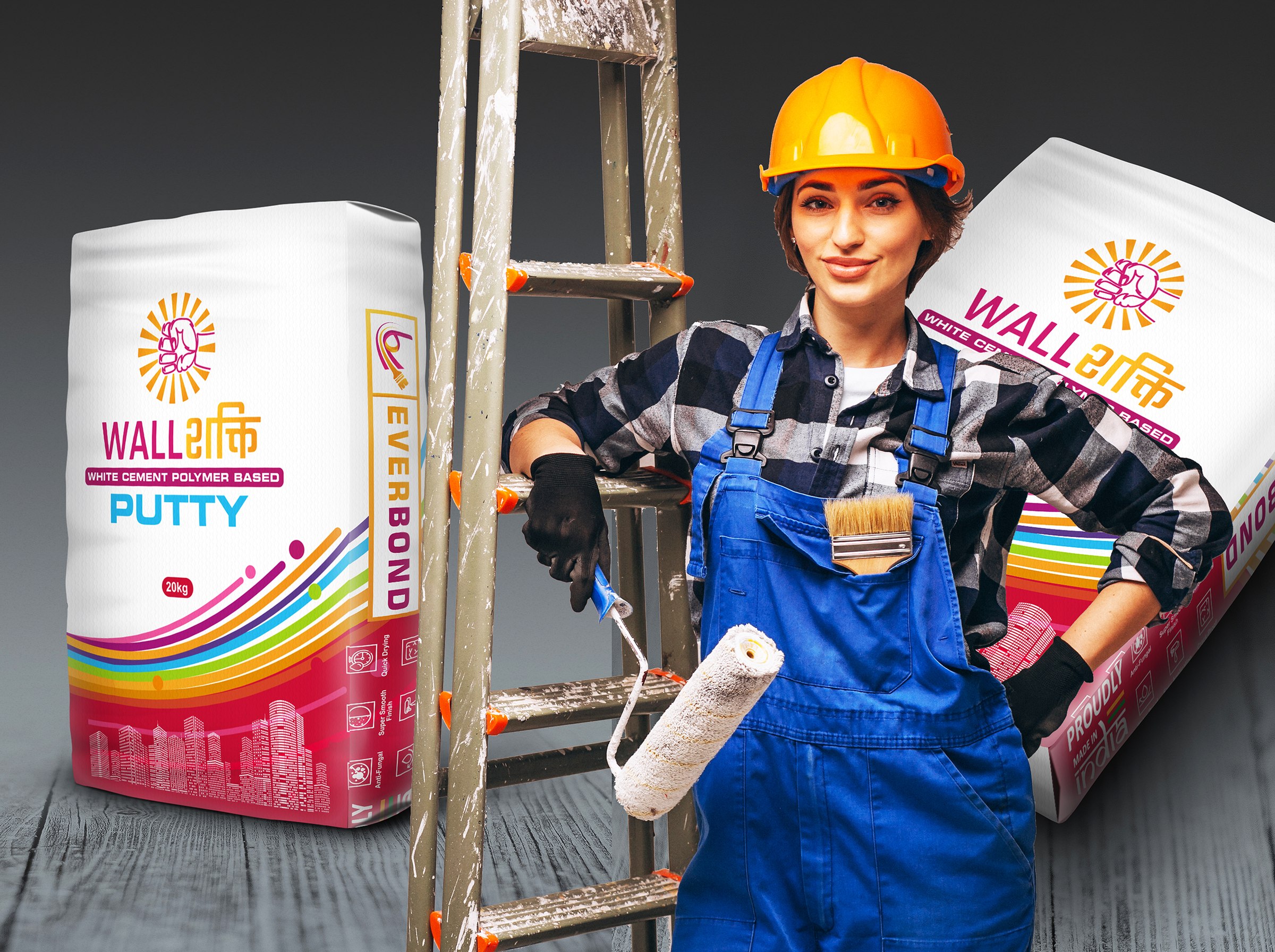 Everbond Wall Shakti putty in use on a construction site