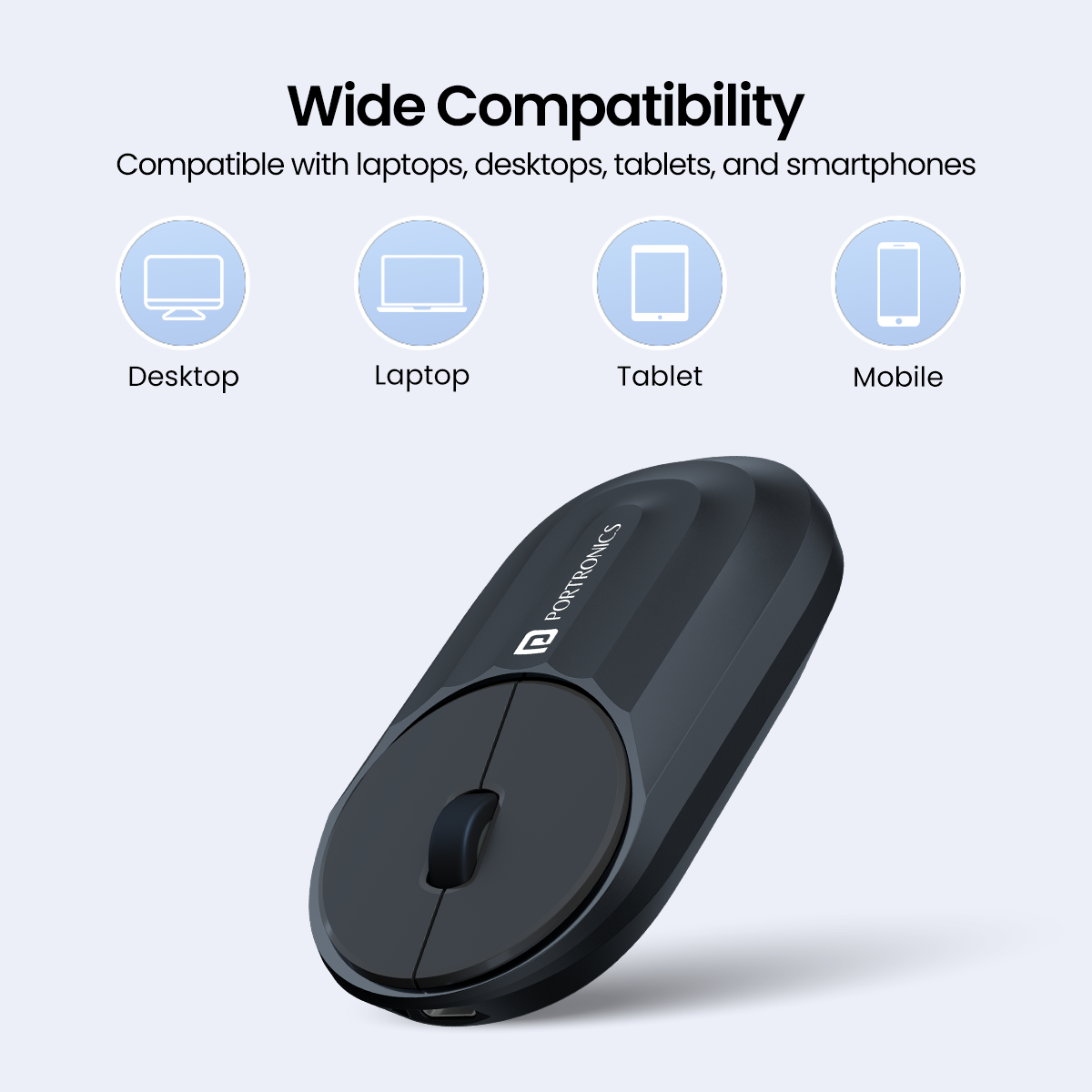 Portronics mouse wide compatibility infographic