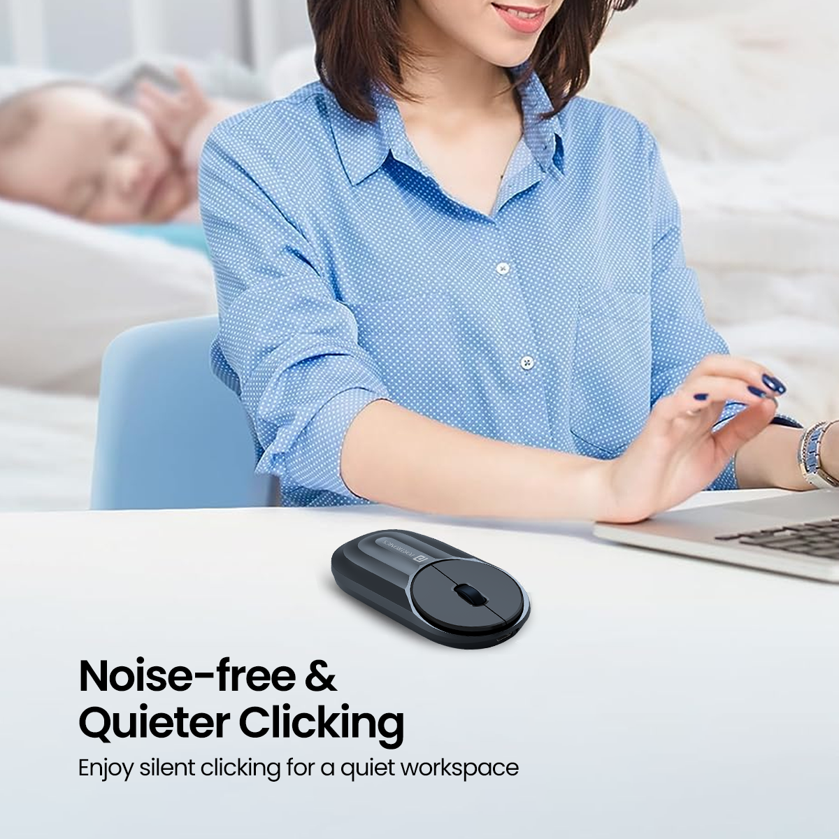 Portronics mouse noise-free clicking lifestyle photo
