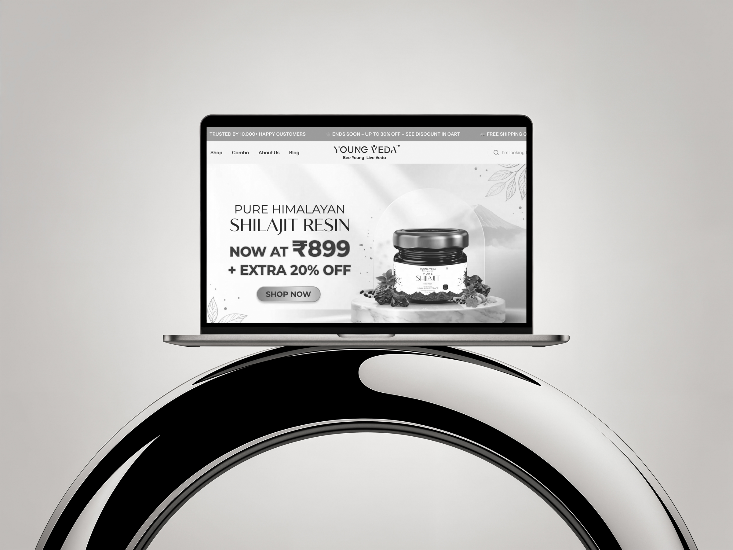 Young Veda e-commerce website mockup