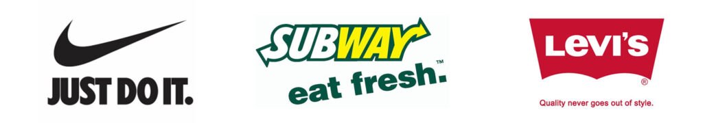 Nike, Subway and Levi's brand messaging examples