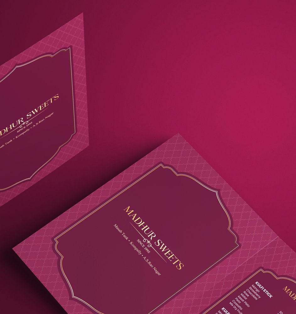 Madhur Sweets menu design