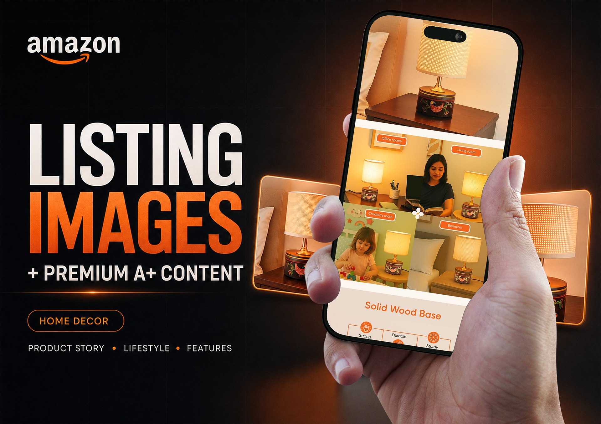 Amazon listing A+ content for home decor brand